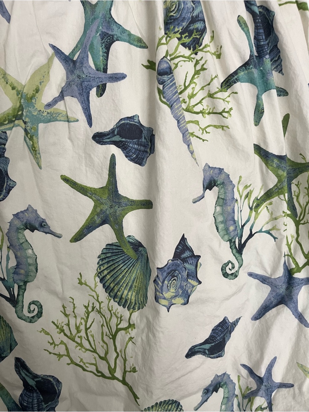 En Saison Cream A-Line Skirt with Blue and Green Sea Life Print - Picture 2 of 5